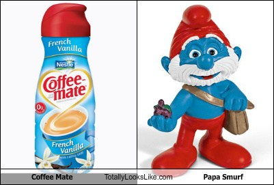 Coffee Mate Totally Looks Like Papa Smurf - Totally Looks Like