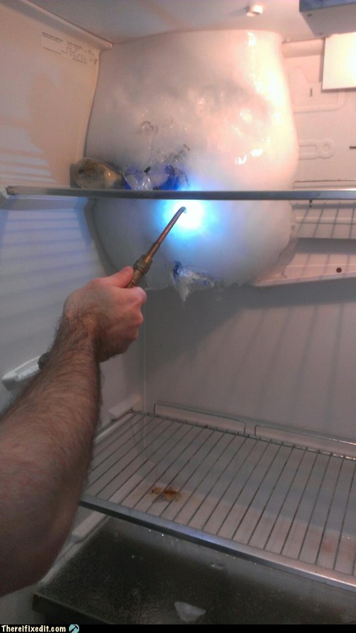 DeIcing the Refrigerator There, I Fixed It white trash repairs