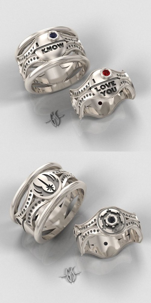 Star Wars Wedding Rings - Set Phasers to LOL - sci fi fantasy