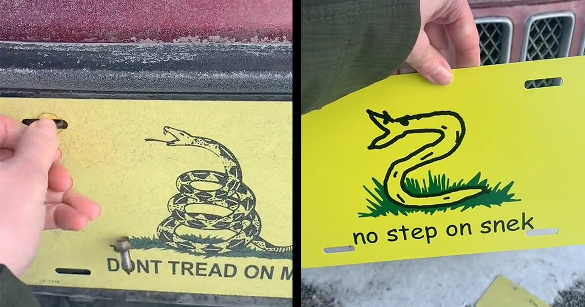 No Step on Snek: TikToker Hilariously Pranks Co-Worker by Swapping His  DONT TREAD ON ME License Plate - FAIL Blog - Funny Fails