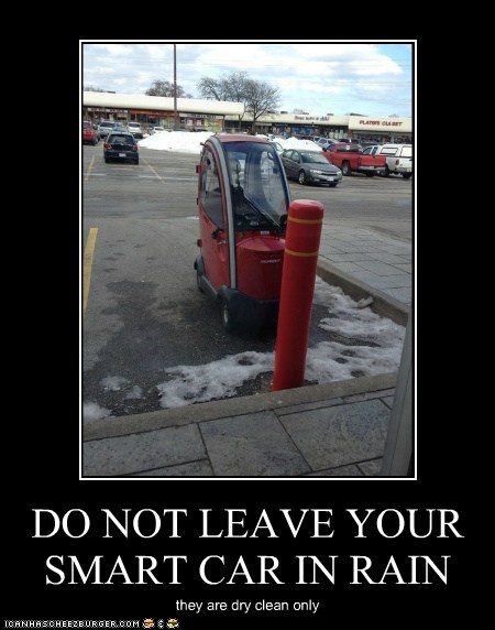 DO NOT LEAVE YOUR SMART CAR IN RAIN - Cheezburger - Funny Memes | Funny Pictures