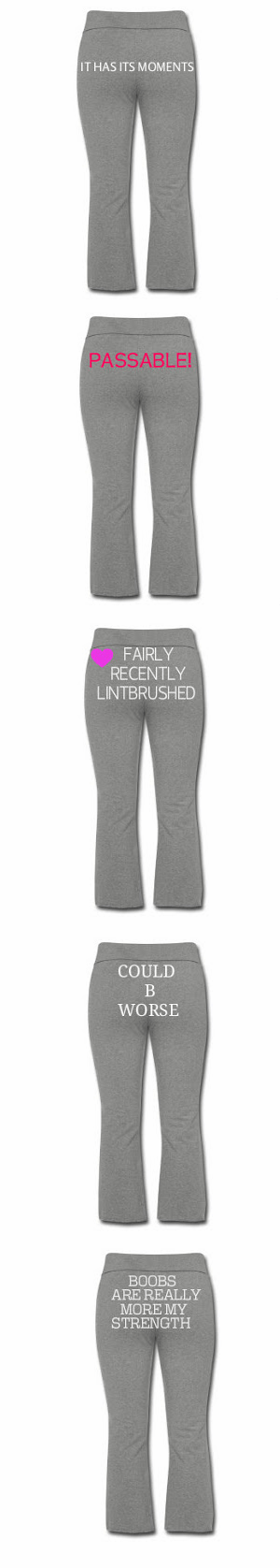 sweatpants with words on crotch