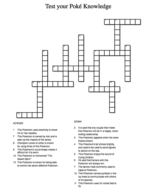 Can You Finish This Crossword Puzzle? Pokémemes Pokémon, Pokémon GO
