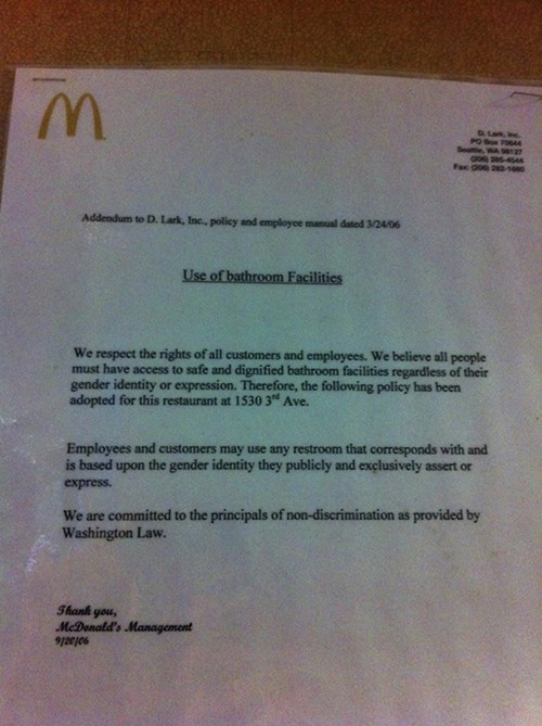 This Sign Has Been Posted in a Seattle McDonald's Restroom Since 2006 ...