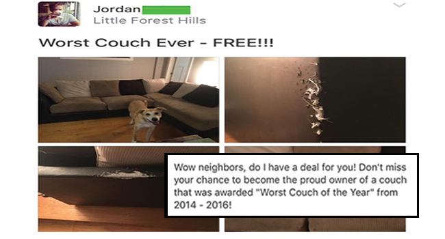 Man Tries To Sell What Is Dubbed The Worst Couch And Offers One