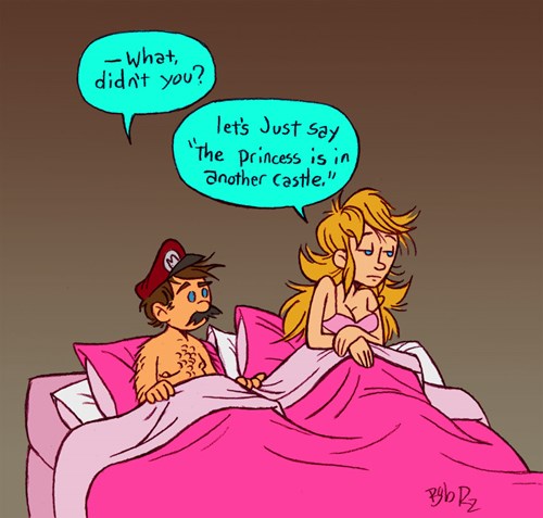 mario and princess peach doing it in the bed