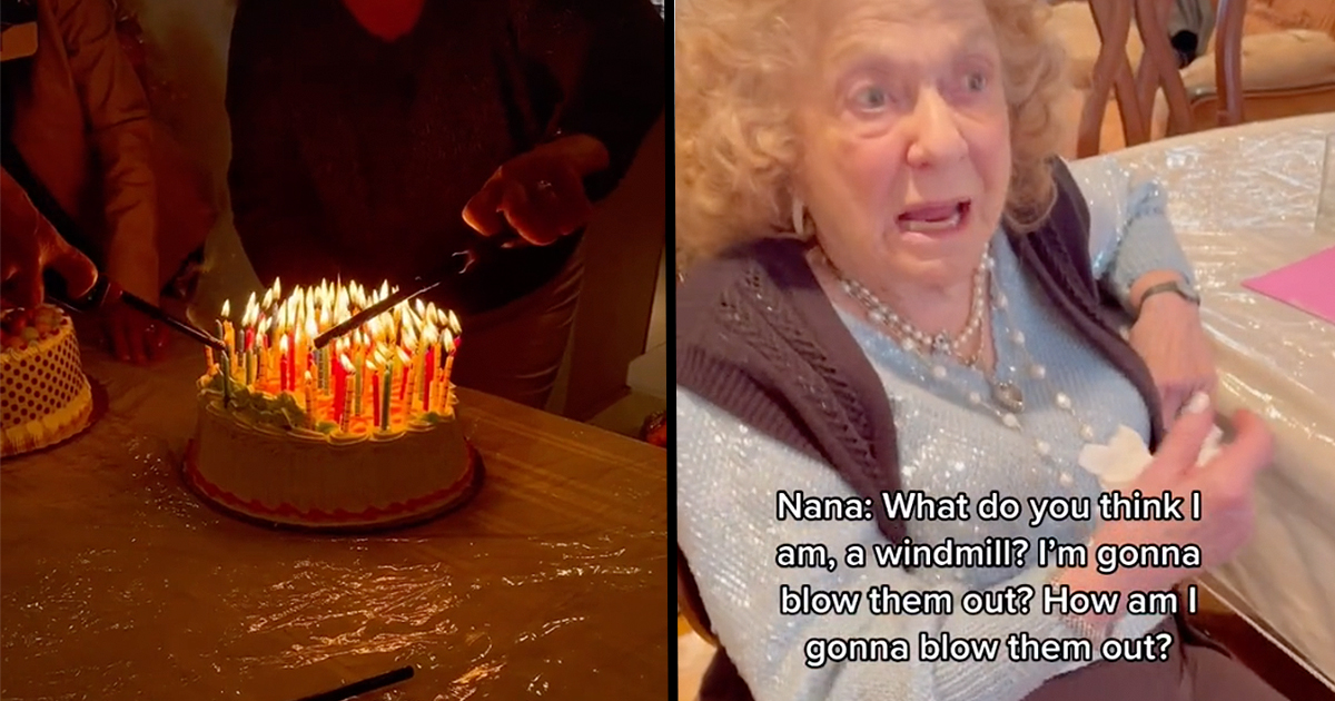 Family Hilariously Tries to Fit 95 Candles on Their Grandma