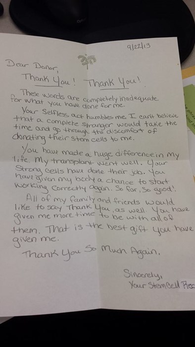 A Heartwarming Letter to a Bone Marrow Donator - WIN! - epic win photos