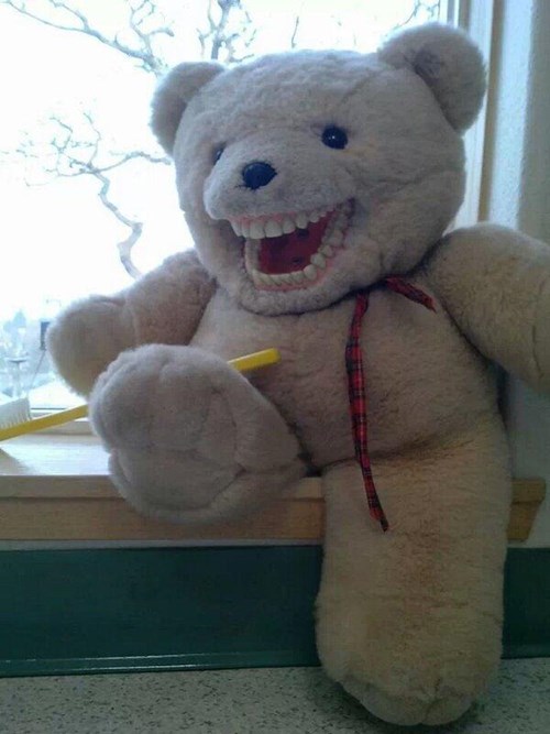 teddy bear with teeth