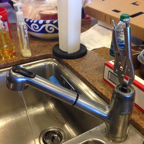 New Faucet? No Need, I Have a Wrench There, I Fixed It white trash