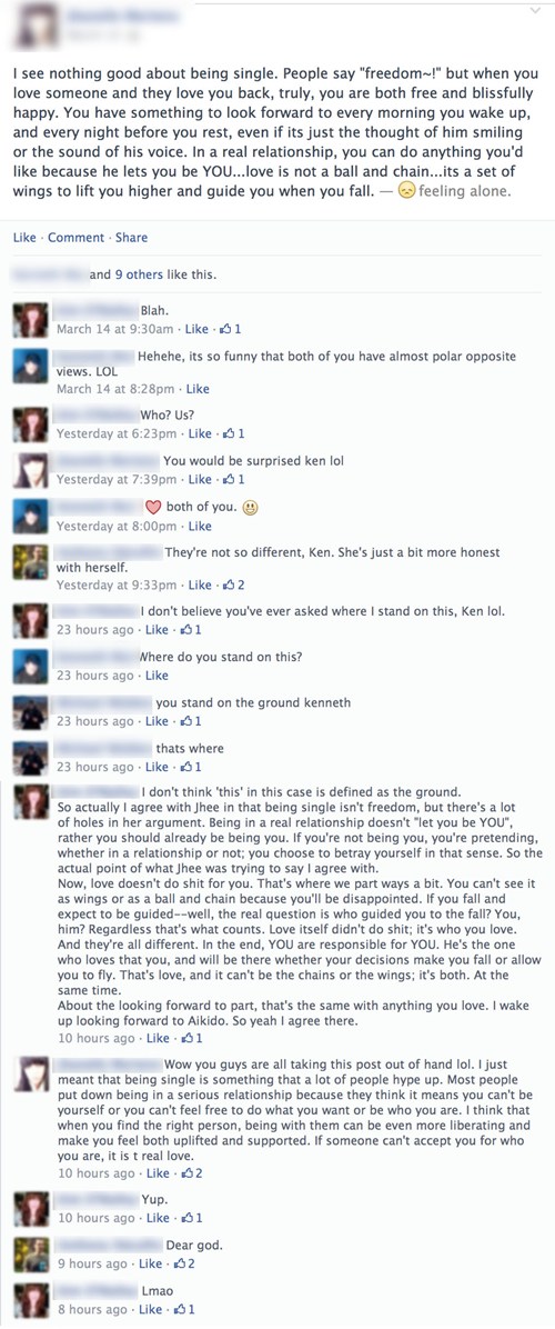 Can We Put a Moratorium on Open Discussions of Relationships on ...