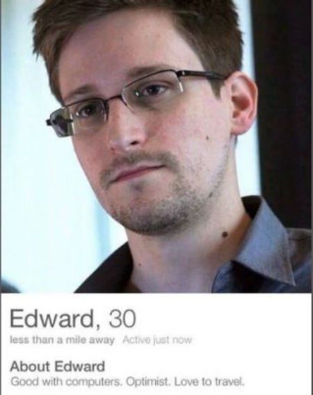 Fake Edward Snowden Profile Sneaks Onto Tinder Dating Fails Dating Memes Dating Fails Fail 