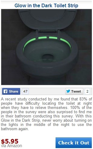 I have never seen such a thing! Glow in the dark toilets for the