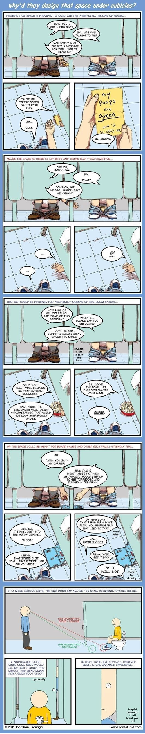 Why Did They Design Toilet Stalls With That Weird Space Beneath The  Barriers? - Web Comics - 4koma comic strip, webcomics, web comics