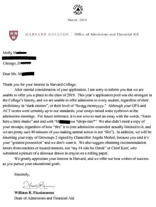 Harvard Rejection Letters Are Rough - Art of Trolling - Troll