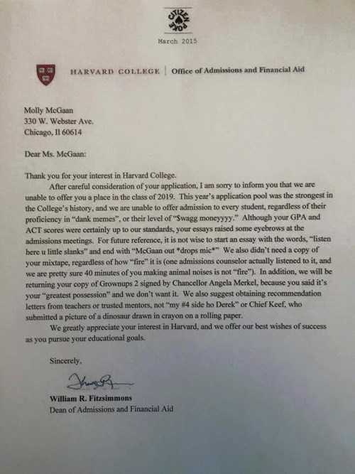 Did Harvard Reject the Best College Application Ever? - School of Fail