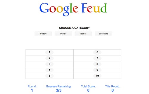 Google's auto-complete powers this Family Feud-style web game