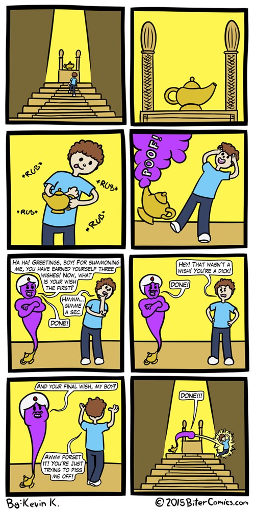 Literal Genie Will Grant Your Wishes Web Comics Koma Comic Strip Webcomics Web Comics