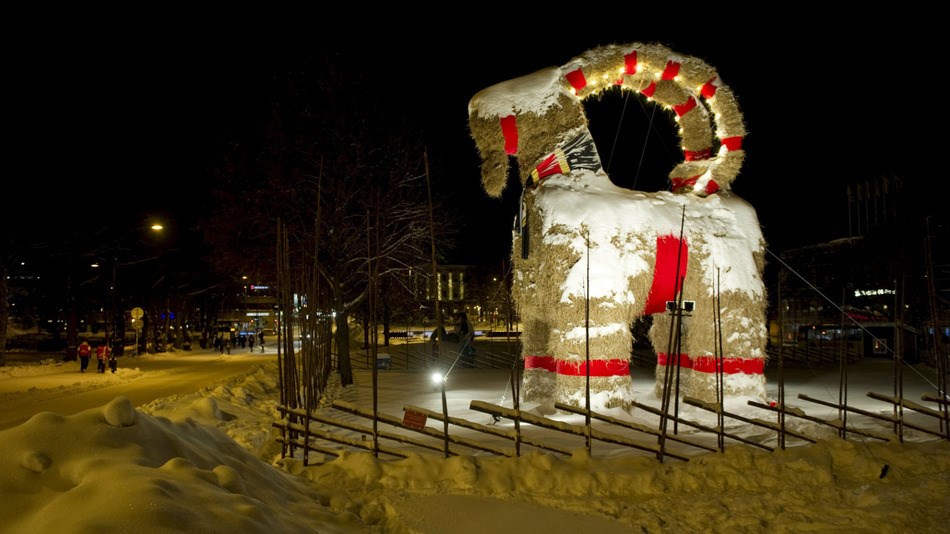 Swedish Man Sets Ablaze Giant Straw Goat In Honor of Christmas