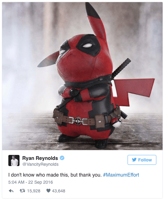 Ryan Reynolds Shares Adorable Pikachu V Deadpool Mash Up Art Geek Universe Geek Fanart Cosplay Pokemon Go Geek Memes Funny Pictures