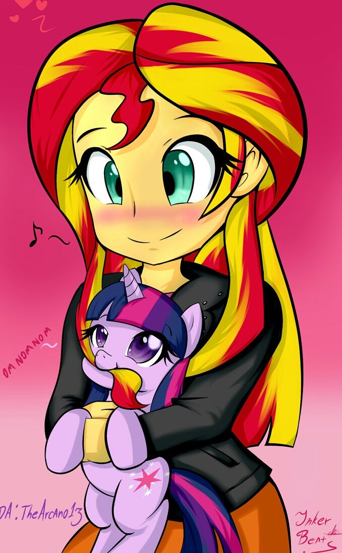 Sunset Shimmer And Twilight Sparkle Hug