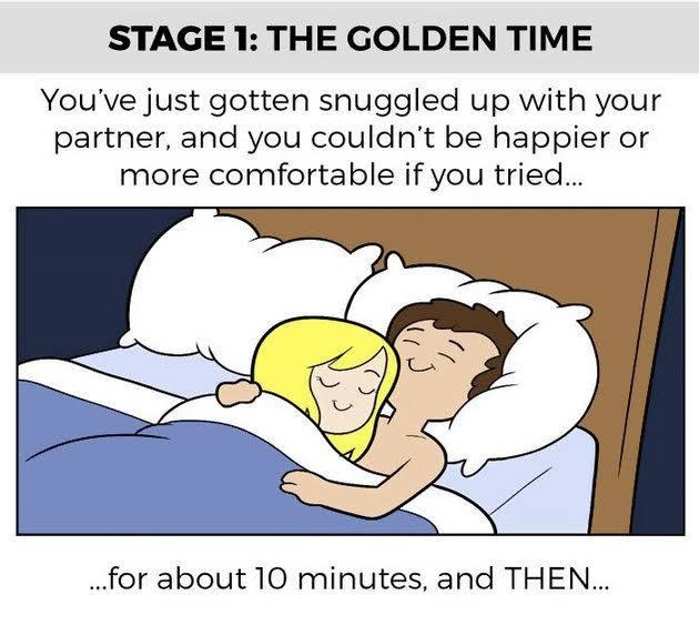 The 6 Stages Of Sharing a Bed With Your Partner Memebase Funny