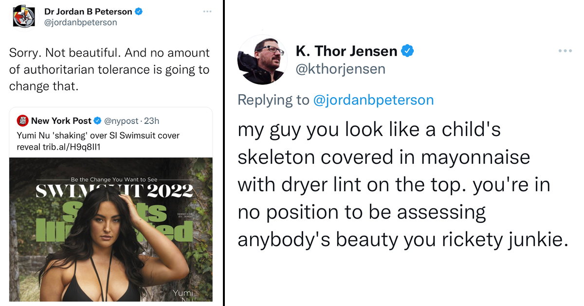 Jordan Peterson Bullied Off of Twitter For Fat Shaming Sports Illustrated Model Memebase
