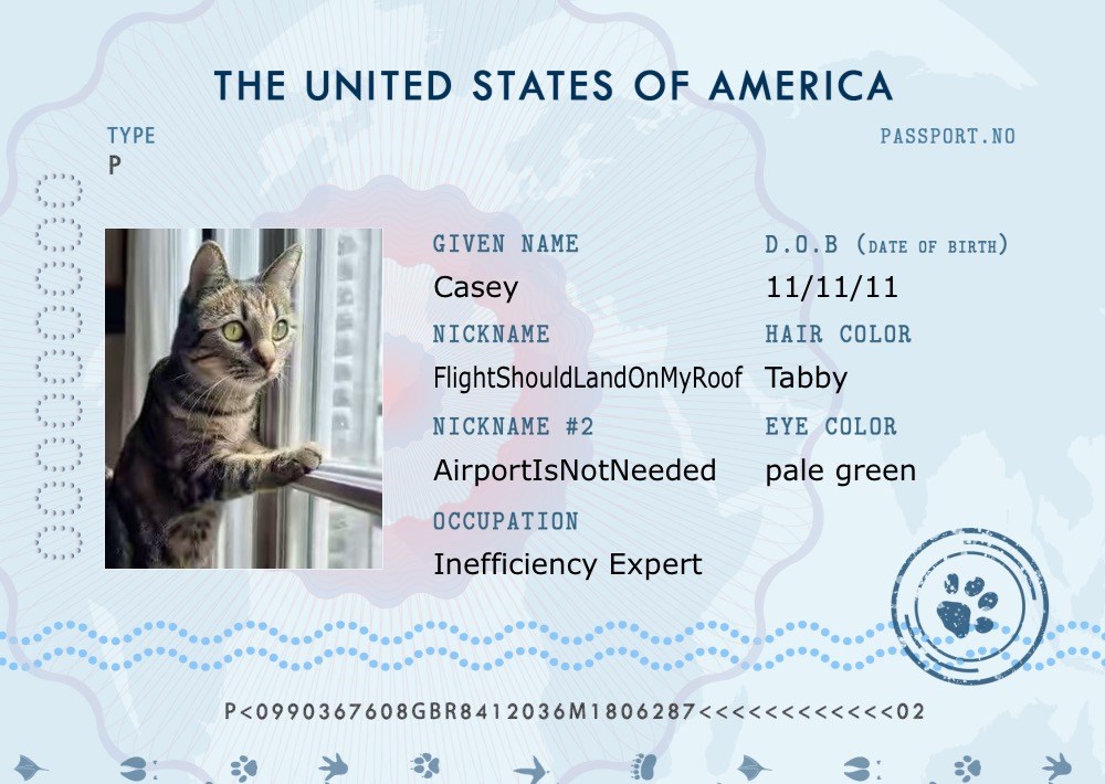 Casey Pet Passports Cats Dogs Passport Passports Funny