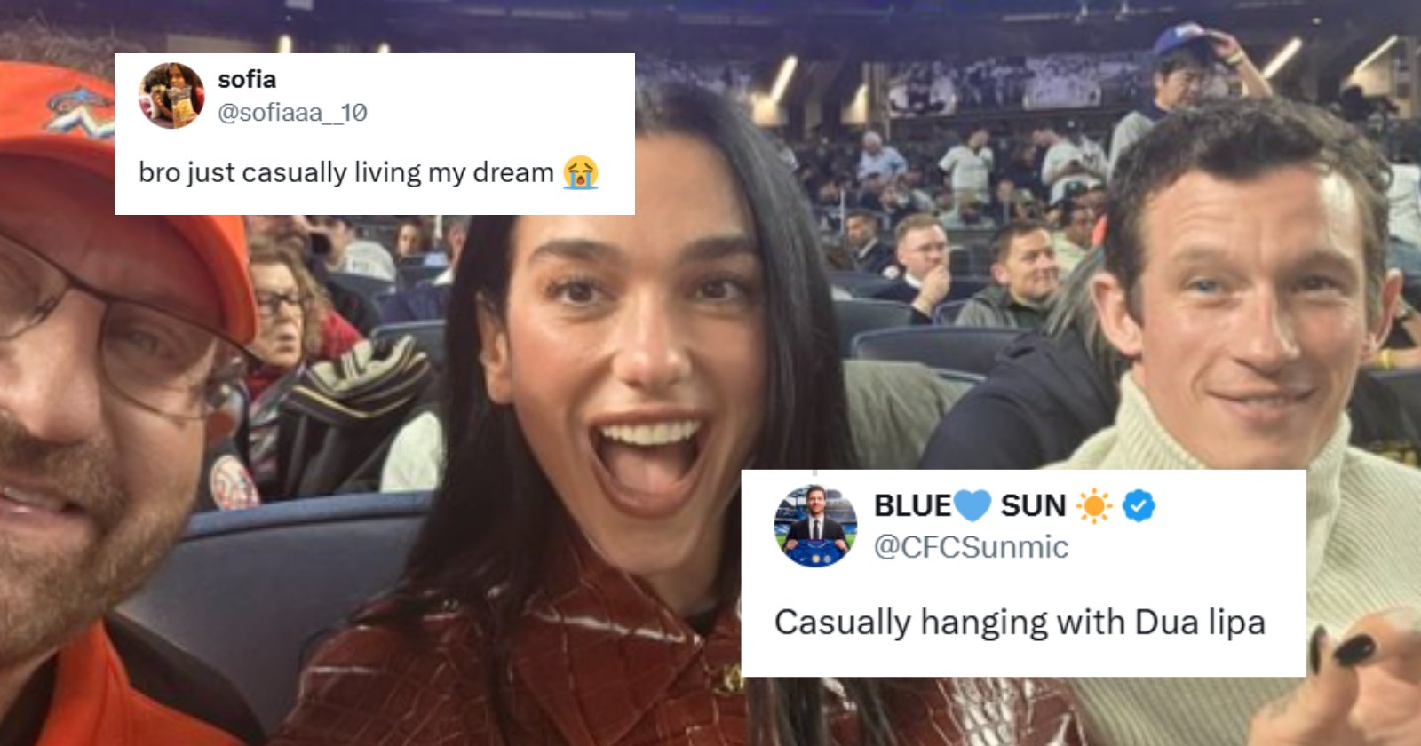 Chronically Offline: Sports fan sits beside Dua Lipa and Callum Turner at a baseball game and has no clue who they are: ‘They were so nice and friendly’