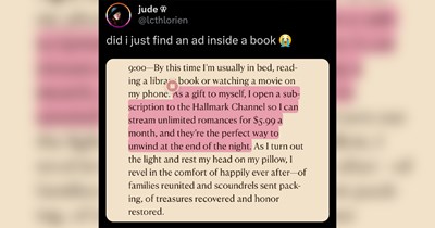 Reader finds advertisement for streaming service in the middle of an eBook: 'Have some self-respect and read a real book'