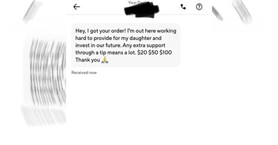 DoorDasher Texts Customer, Requests They Leave Extra $20-$100 Tip: 'I'm Working Hard to Provide'