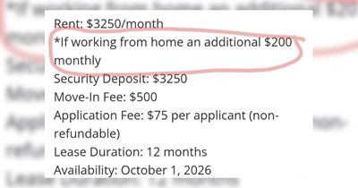 Bay Area Landlord Demands $200 Extra A Month From Tenants That Work From Home: 'Are They Going to Keep 24/7 Surveillance?'