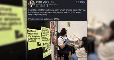 Startup offers job interviews in exchange for applicants getting tattoos, exchanges a sky dive for LinkedIn posts: 'Humiliation ritual'