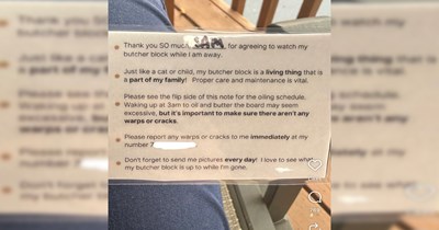 Neighbor agrees to babysit chopping board for chef while he's away, realizes he expects them to oil it at 3 AM: 'I thought he was joking'