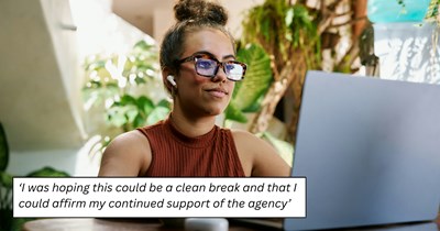 Marketing employee accepts a job with one of their own clients after confirming there's no non-compete; boss tries to intervene after they give the 2 weeks' notice: ‘He’s setting up a call with my new boss'