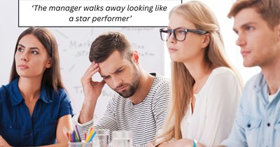 Manager presents his team's project as his own in front of impressed senior leadership, but nobody dares to correct him: ‘The actual team gets zero visibility for it’