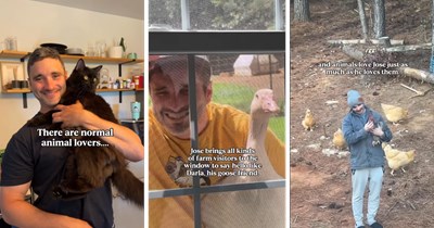 Wildlife lover: Wholesome man rescues tons of animals, takes them to live on his farm and wife records him taking care of all of them
