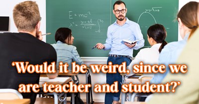 Student agrees to dog-sit for his teacher while he and his wife are away, and he needs a straight answer: is this actually weird?