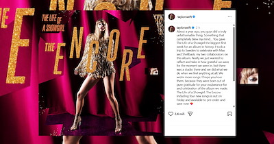 Taylor Swift anounces 'The Life of a Showgirl: The encore,' with four more tracks and swifties are getting ready to pre-save