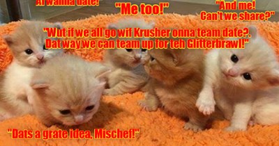 Punkin and Missy's childs negotiate. -  Ballentwyne Glitterbrawl Fyte Danse