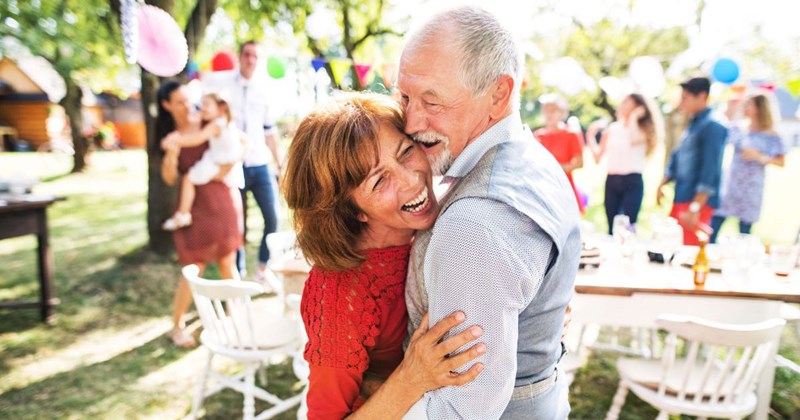 In laws dance at their 50th anniversary party, where they asked 150 guest to bring food