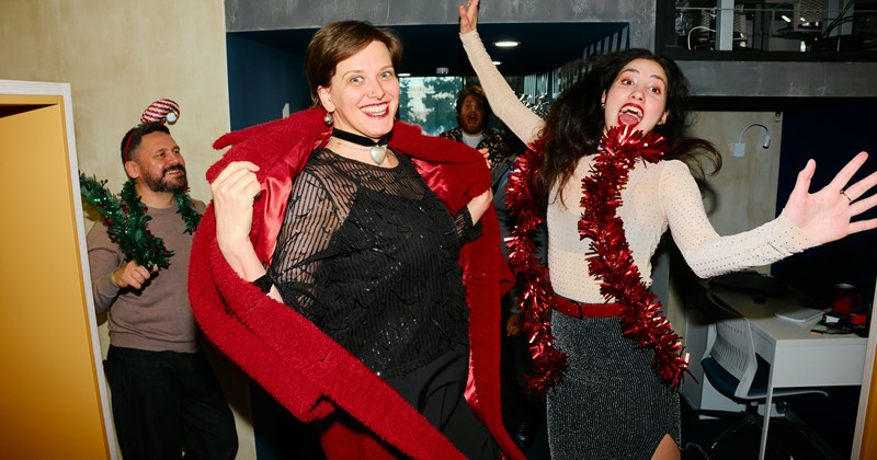 costume party coworkers office party 80s Workplace - 44727813