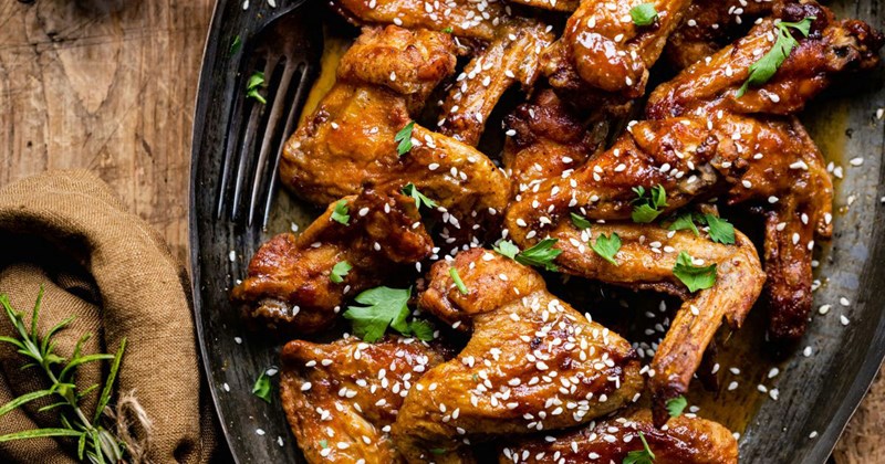 A pan of Korean Fried Chicken