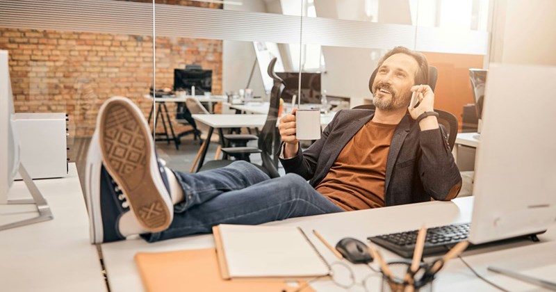 Employee goofs off at work, hoping he won't get fired and forced to do a job that actually requires him to give it his all.