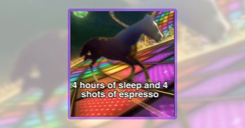 25 horse memes | thumbnail includes one meme including '4 hours of sleep and 4 shots of espresso'