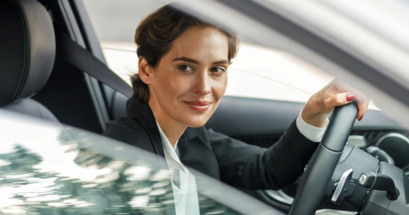 A mom driving to work