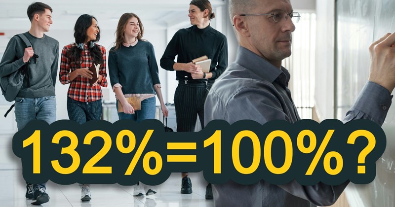 Statistics professor demands improbable equal effort for 4-student group project—1 doesn't help, all 4 claim an impossible 33% equal share—group invents new math making 132%=100%