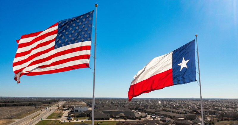 American flag and Texas flag