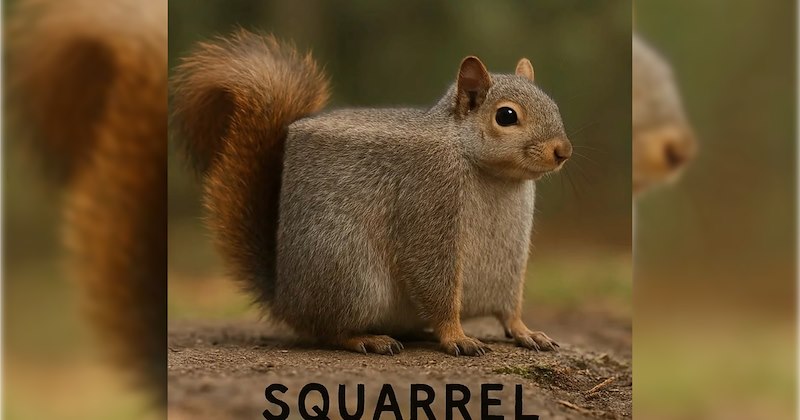 27 Absurd Animal Funnines Calm your Mind When you Can’t Stop Worrying About Coming Work Week | thumbnail includes one image which shows a square looking squirrel ‘SQUARREL’