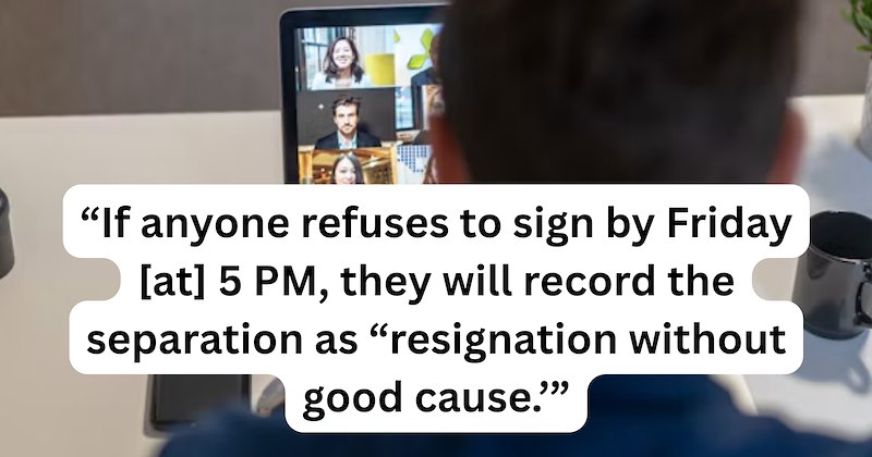 An employer allegedly made ten weeks of severance pay conditional on signing a non-compete that would ban them from working in the industry for 2 years. They then threatened their unemployment benefits if they refused, claiming they would record their separation as "resignation without good cause."An employer allegedly made ten weeks of severance pay conditional on signing a non-compete that would ban them from working in the industry for 2 years. They then threatened their unemployment benefits